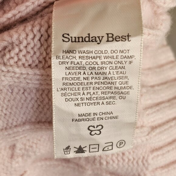 Sunday Best Aritzia Light Pink Cable Knit Cropped Sweater Sz M - Picture 5 of 7